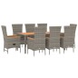vidaXL Set comedor jardín 9 pzas y cojines ratán sintético gris vidaXL Set comedor jardín 9 pzas y cojines ratán sintético gris