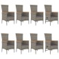 vidaXL Set comedor jardín 9 pzas y cojines ratán sintético gris vidaXL Set comedor jardín 9 pzas y cojines ratán sintético gris