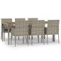 vidaXL Set comedor jardín 7 pzas y cojines ratán sintético gris vidaXL Set comedor jardín 7 pzas y cojines ratán sintético gris
