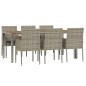 vidaXL Set comedor jardín 7 pzas y cojines ratán sintético gris vidaXL Set comedor jardín 7 pzas y cojines ratán sintético gris