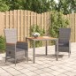 vidaXL Set comedor de jardín 3 piezas con cojines ratán sintético gris vidaXL Set comedor de jardín 3 piezas con cojines ratán sintético gris