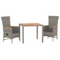 vidaXL Set comedor de jardín 3 piezas con cojines ratán sintético gris vidaXL Set comedor de jardín 3 piezas con cojines ratán sintético gris