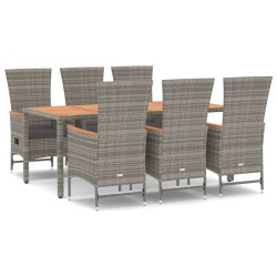 vidaXL Set comedor jardín 7 pzas y cojines ratán sintético gris
