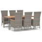 vidaXL Set comedor jardín 7 pzas y cojines ratán sintético gris vidaXL Set comedor jardín 7 pzas y cojines ratán sintético gris