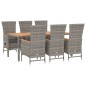 vidaXL Set comedor jardín 7 pzas y cojines ratán sintético gris vidaXL Set comedor jardín 7 pzas y cojines ratán sintético gris