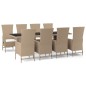 vidaXL Set comedor de jardín 9 pzas con cojines ratán sintético beige vidaXL Set comedor de jardín 9 pzas con cojines ratán sintético beige