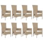 vidaXL Set comedor de jardín 9 pzas con cojines ratán sintético beige vidaXL Set comedor de jardín 9 pzas con cojines ratán sintético beige