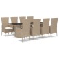 vidaXL Set comedor de jardín 9 pzas con cojines ratán sintético beige vidaXL Set comedor de jardín 9 pzas con cojines ratán sintético beige