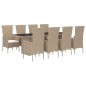 vidaXL Set comedor de jardín 9 pzas con cojines ratán sintético beige vidaXL Set comedor de jardín 9 pzas con cojines ratán sintético beige