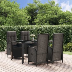 vidaXL Set de muebles jardín 5 pzas con cojines ratán sintético negro