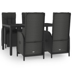 vidaXL Set de muebles jardín 5 pzas con cojines ratán sintético negro