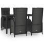 vidaXL Set de muebles jardín 5 pzas con cojines ratán sintético negro