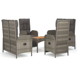 vidaXL Set comedor de jardín 5 piezas con cojines ratán sintético gris