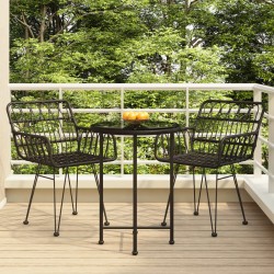 vidaXL Juego de comedor de jardín 3 piezas ratán sintético negro
