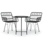 vidaXL Juego de comedor de jardín 3 piezas ratán sintético negro vidaXL Juego de comedor de jardín 3 piezas ratán sintético negro