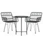vidaXL Juego de comedor de jardín 3 piezas ratán sintético negro vidaXL Juego de comedor de jardín 3 piezas ratán sintético negro
