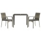 vidaXL Set comedor de jardín 3 piezas con cojines ratán sintético gris