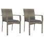 vidaXL Set comedor de jardín 3 piezas con cojines ratán sintético gris
