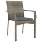 vidaXL Set comedor de jardín 3 piezas con cojines ratán sintético gris