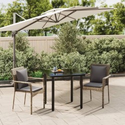 vidaXL Set comedor jardín 3 pzas y cojines ratán sintético negro gris