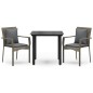 vidaXL Set comedor jardín 3 pzas y cojines ratán sintético negro gris vidaXL Set comedor jardín 3 pzas y cojines ratán sintético negro gris