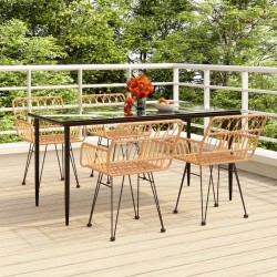 vidaXL Juego de comedor de jardín 5 piezas ratán sintético