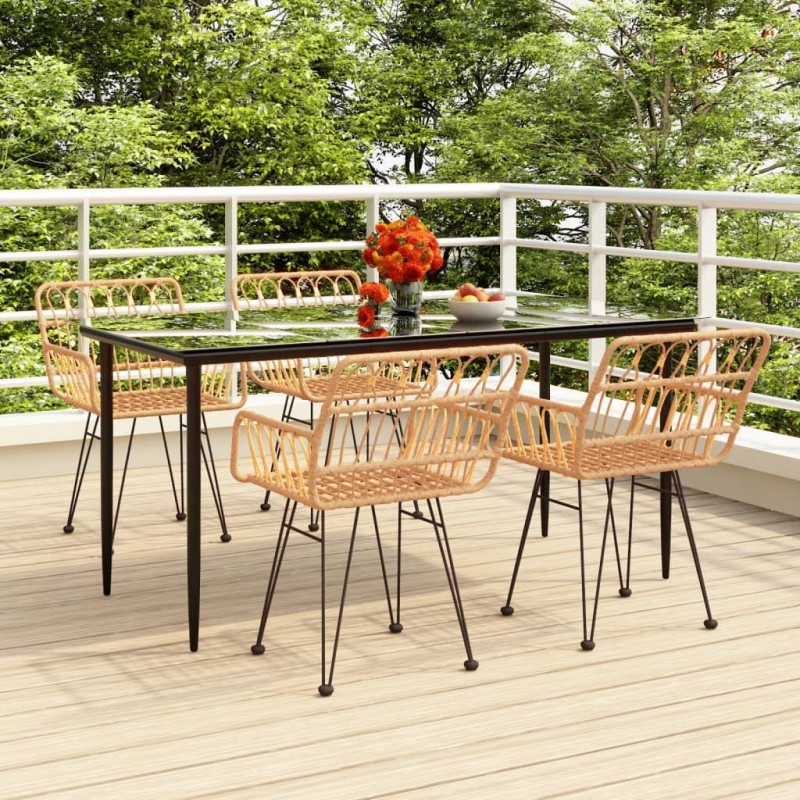 vidaXL Juego de comedor de jardín 5 piezas ratán sintético