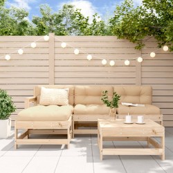 vidaXL Juego de sofás de jardín 5 piezas madera maciza de pino
