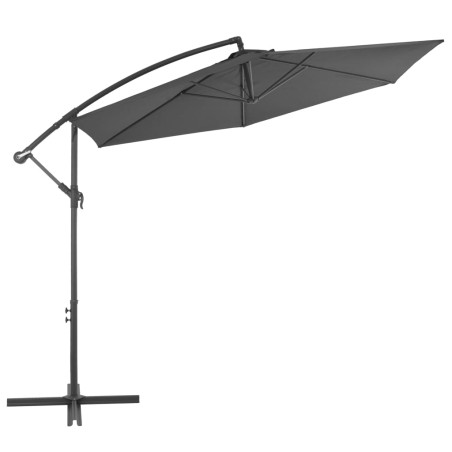vidaXL Sombrilla voladiza con poste de aluminio 300 cm gris antracita