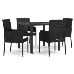 vidaXL Set de muebles jardín 5 pzas con cojines ratán sintético negro