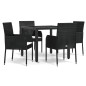 vidaXL Set de muebles jardín 5 pzas con cojines ratán sintético negro vidaXL Set de muebles jardín 5 pzas con cojines ratán sintético negro