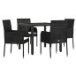 vidaXL Set de muebles jardín 5 pzas con cojines ratán sintético negro vidaXL Set de muebles jardín 5 pzas con cojines ratán sintético negro