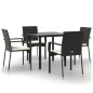 vidaXL Set de muebles jardín 5 pzas con cojines ratán sintético negro vidaXL Set de muebles jardín 5 pzas con cojines ratán sintético negro