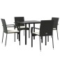 vidaXL Set de muebles jardín 5 pzas con cojines ratán sintético negro vidaXL Set de muebles jardín 5 pzas con cojines ratán sintético negro