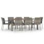 vidaXL Set comedor jardín 9 pzas y cojines ratán sintético gris vidaXL Set comedor jardín 9 pzas y cojines ratán sintético gris