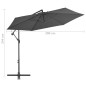 vidaXL Sombrilla voladiza con poste de aluminio 300 cm gris antracita vidaXL Sombrilla voladiza con poste de aluminio 300 cm gris antracita
