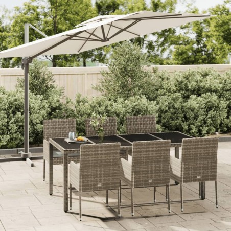 vidaXL Set comedor jardín 7 pzas y cojines ratán sintético gris