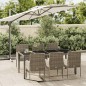 vidaXL Set comedor jardín 7 pzas y cojines ratán sintético gris