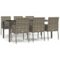 vidaXL Set comedor jardín 7 pzas y cojines ratán sintético gris