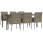 vidaXL Set comedor jardín 7 pzas y cojines ratán sintético gris