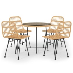 vidaXL Juego de comedor de jardín 5 piezas ratán sintético