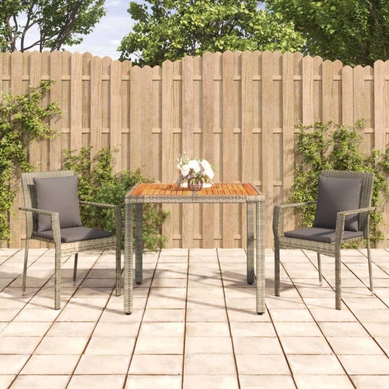 vidaXL Set comedor de jardín 3 piezas con cojines ratán sintético gris vidaXL Set comedor de jardín 3 piezas con cojines ratán sintético gris