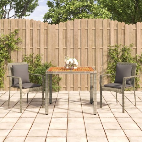 vidaXL Set comedor de jardín 3 piezas con cojines ratán sintético gris