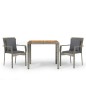 vidaXL Set comedor de jardín 3 piezas con cojines ratán sintético gris vidaXL Set comedor de jardín 3 piezas con cojines ratán sintético gris