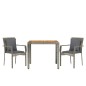 vidaXL Set comedor de jardín 3 piezas con cojines ratán sintético gris vidaXL Set comedor de jardín 3 piezas con cojines ratán sintético gris