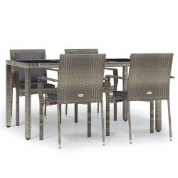 vidaXL Set comedor de jardín 5 piezas con cojines ratán sintético gris