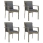 vidaXL Set comedor de jardín 5 piezas con cojines ratán sintético gris vidaXL Set comedor de jardín 5 piezas con cojines ratán sintético gris