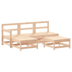 vidaXL Juego de sofás de jardín 5 piezas madera maciza de pino