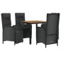 vidaXL Set de muebles jardín 5 pzas con cojines ratán sintético negro vidaXL Set de muebles jardín 5 pzas con cojines ratán sintético negro