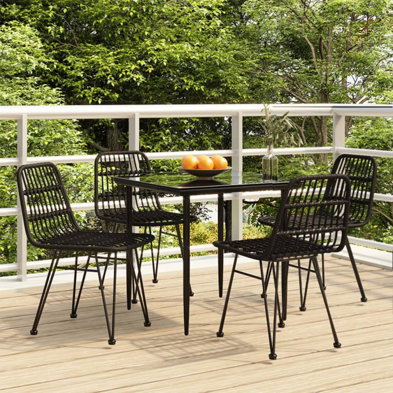 vidaXL Juego de comedor de jardín 5 piezas ratán sintético negro vidaXL Juego de comedor de jardín 5 piezas ratán sintético negro